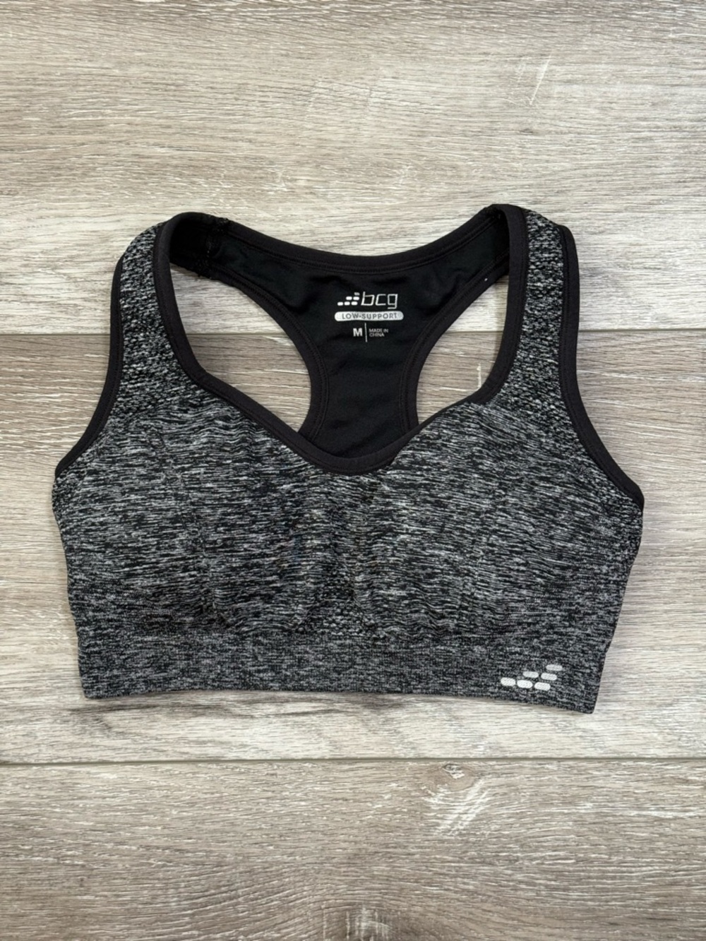 BCG Black & Gray Seamless Racerback Sports Bra
